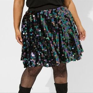 Torrid Mini Pailettes Sequin High Waist A-Line Skirt- Plus size 1